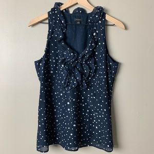 Ann Taylor ruffles neckline sleeveless top